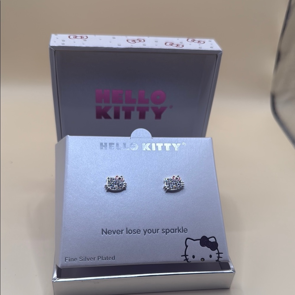 Hello Kitty Silver and Pink Stud Earrings